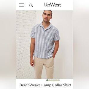 Upwest Beachweave Camp Collar Shirt- Cotton / Linen blend